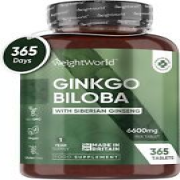 Ginkgo Biloba - 365 Tablets - 1 Year Supply - Siberian Ginseng - Vegan - 6000mg