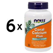 (270 g, 340,88 EUR/1Kg) 6 x (NOW Foods Coral Calcium Plus - 100 vcaps)