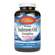 Carlson - Salmon Oil Complete, 700 mg Omega-3s + Astaxanthin, Cardiovascular Support, Brain Function & Joint Health, 120 soft gels
