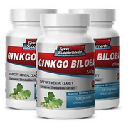 Ginkgo Biloba Extract 120mg - Nature Brain Booster Supplements  (3 Bottles)