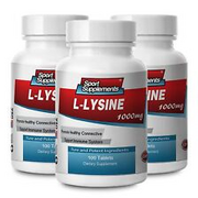 L-Lysine Amino Acid 1000mg (3 Bottles, 300 Tablets) Muscle Power Free Shipping