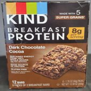 KIND Breakfast Bars DARK CHOCOLATE COCOA Gluten Free 8g Protein Snack 12 Bars