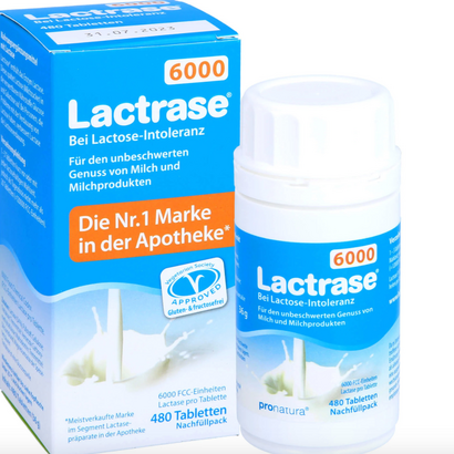 Lactrase 6000 tablets for lactose intolerant, 480 tablets