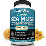 Nutrivein Organic Sea Moss 1600mg plus Bladderwrack & Burdock - Keto, Detox, Gut