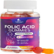 Folic Acid Gummies for Women 785 Mcg, Essential Prenatal Vitamins for Mom & Baby