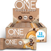 Coffee Shop Protein Bars + Caffeine, Vanilla Latte, Gluten Free with 20G Protein