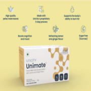 UNICITY UNIMATE LEMON GINGER Yerba Mate Drink Mix, 10 Packets, Free Shipping