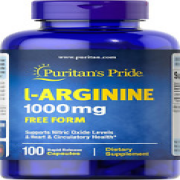Puritans Pride L-Arginine 1000 Mg Capsules, 100 Count, White, (4332490165)