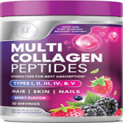 Multi Collagen Peptides Powder - Hydrolyzed Collagen Protein Grass Fed, Hair, Sk