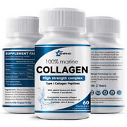 Marine Collagen Supplement Vitamin C Anti-Aging Hydrolyzed Peptides Acid 60Caps