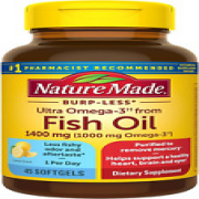 Nature Made Burp Less Ultra Omega 3 Fish Oil 1400 mg Supplement Heart Brain Eyes