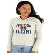 NCAA Illinois Illini Womens Cozy Crop Top Vault Hoodie, Illinois Illini Ivory...