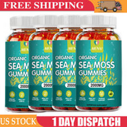 (1-4 Pack) Sea Moss Gummies-Irish sea Moss raw Organic Bladderwrack Burdock Root