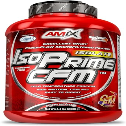 AMIX IsoPrime CFM – Molkenproteinisolat für Muskelregeneration und Masseaufbau,Niedriger Laktosegehaltn Fett, mit Verdauungsenzymen und ohne Aspartam, Vanillegeschmack 2 kg
