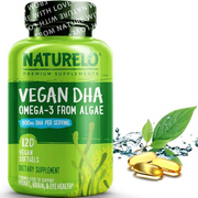 NATURELO Vegan DHA - Pure Omega3 Oil from Algae - Sustainable Benefits of Fish Oil (EPA/DHA) - No Smell Or Taste - Best for Vision & Brain Function Support - 120 Softgels | 2 Month Supply