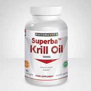 Superba Krill Oil 500mg 60 Softgels 1000mg Per Serving Made in UK by Futurevits Premium Grade Antarctic Sourced Red Krill