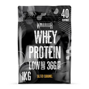 Warrior Whey Protein Powder – Up to 36g* of Protein Per Shake – Low Sugar, and Low Carbs – GMP Certified (Salted Caramel, 1kg)