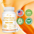 Vitamin D3 Capsules (5000IU) - Strong Bones, Muscles Healthy, Enhance Immunity