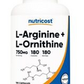Nutricost L-ARGININE + L-ORGNITHINE 180 Capsules - 750 mg