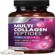 Collagen Peptides Pills 1000mg Hydrolyzed Collagen Capsules (Types I,II,III,V,X)