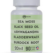 Black Seed Oil 3000mg Sea Moss 3000mg Ashwagandha 1000mg, 90 Capsules,