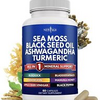 Sea Moss 3000mg Black Seed Oil 2000mg Ashwagandha 1000mg Turmeric 60 Capsules