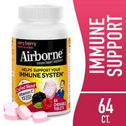Airborne 1000mg Vitamin C Immune Support Chewable Tablets,Berry Flavor, 64 Count