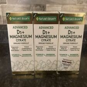 3 New Nature's Bounty Advanced D3 + Magnesium Citrate Formula - 90 Tablets Each