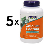(1250 g, 92,64 EUR/1Kg) 5 x (NOW Foods Calcium Lactate - 250 tablets)