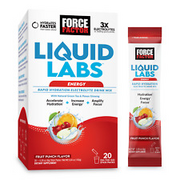 Force Factor Liquid Labs Energy, Electrolytes Powder, Hydration Packets