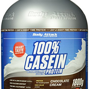 Body Attack 100% Casein Protein - Chocolate Cream, 1,8 kg Eiweißpulver - reich an essentiellen Aminosäuren - Muskelaufbau und Erhalt, Low Sugar - für Sportler, Athleten & Figurbewusste