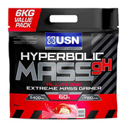 USN Hyperbolic Mass Strawberry 6kg: High Calorie Mass Gainer Protein Powder for Fast Muscle Mass—Weight Gainer, With Added Creatine and Vitamins