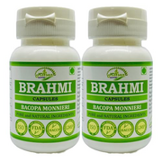 Brahmi (Bacopa Monnieri) Capsules, Herbal Supplement for Memory and Brain Health, Pack of 60 Veg. Capsules, 500 mg. Each, by Morsan Nutraveda (Pack of 2 x 60 Caps.)