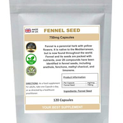 Fennel Seed Capsules 750mg 100% Pure no additives (High Strength) (120)