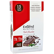 Extend Nutrition Sugar Free High Protein Bars, Perfect Sugar Free Snacks for Diabetes, Protein Bars for Hunger Control & Steady Energy, Low Carb, Keto, Intermittent Fasting, Rich Chocolate, 15 Count