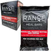 Range Meal Bar - High Calorie Meal Replacement Bars - Gluten Free Bars - Backpacking Meals - 6 Pack (Chocolate, Peanut Butter and Coffee)