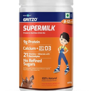 LOJII Gritzo SuperMilk 8-12 y (Young Athletes), Health Drink for Kids, High Protein (9 g) with Calcium + D3, 21 Vitamins & Minerals, Zero Refined Sugar, 100%...
