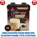 Atkins Iced Coffee Protein Shake Cafe Au Lait , 11 Fl Oz, 3-4ct Packs