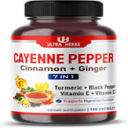 Cayenne Pepper 7 in 1 - 16,250Mg - with Ginger, Turmeric, Cinnamon, Black Pepper