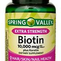 Spring Valley Biotin Plus Keratin Tablets, 10000 mcg 60 Count