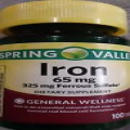 Spring Valley Iron General Wellness Dietary Supplement Tablets 65 mg 100 Count
