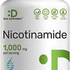Nicotinamide 1000mg , Anti-aging NAD Supplement, Energy Production, 500 Capsules