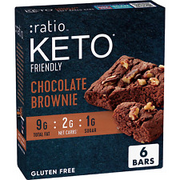 Ratio Soft Baked Bars, Chocolate Brownie, 1G Sugar, Keto Friendly, 5.34 OZ (6 Ba