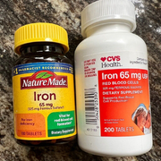 Nature Made Iron 65 mg - 180 Tablets And Iron 65 mg -325 Tablets(Two Bottles)