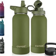 CIVAGO 32 oz Insulated Water Bottle With Straw, Stainless 32 oz, Army Green
