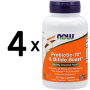 (180 g, 531,88 EUR/1Kg) 4 x (NOW Foods Probiotic-10 & Bifido Boost - 90 vcaps)