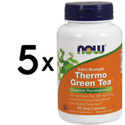 (300 g, 330,32 EUR/1Kg) 5 x (NOW Foods Thermo Green Tea, Extra Strength - 90 vc
