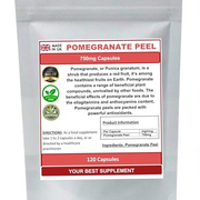 Pomegranate Peel 750mg Capsules Super-Food,Super Antioxidant (no additives) (120)