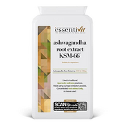 essentiVit Organic Ashwagandha KSM-66 - 90 Vegetarian Capsules, 1000mg Per Serving, Equivalent to 6250mg Root Extract Per Capsule for Stress & Anxiety Relief - UK Manufactured, Single Pack