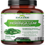 Zazzee Organic Moringa Extract 180 Capsules 7500 mg Strength 10:1 Antioxidant